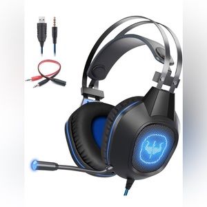 Ovleng Gaming Headset w/ Microphone,Gaming Headphones Noise Canceling Mic & LED